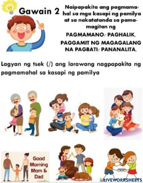 Gawain2:Pagpapakita ng Pagmamahal worksheet .